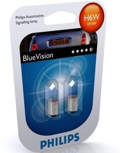 Автолампа PHILIPS H6W 12V-6W BA9s Blue Vision ultra